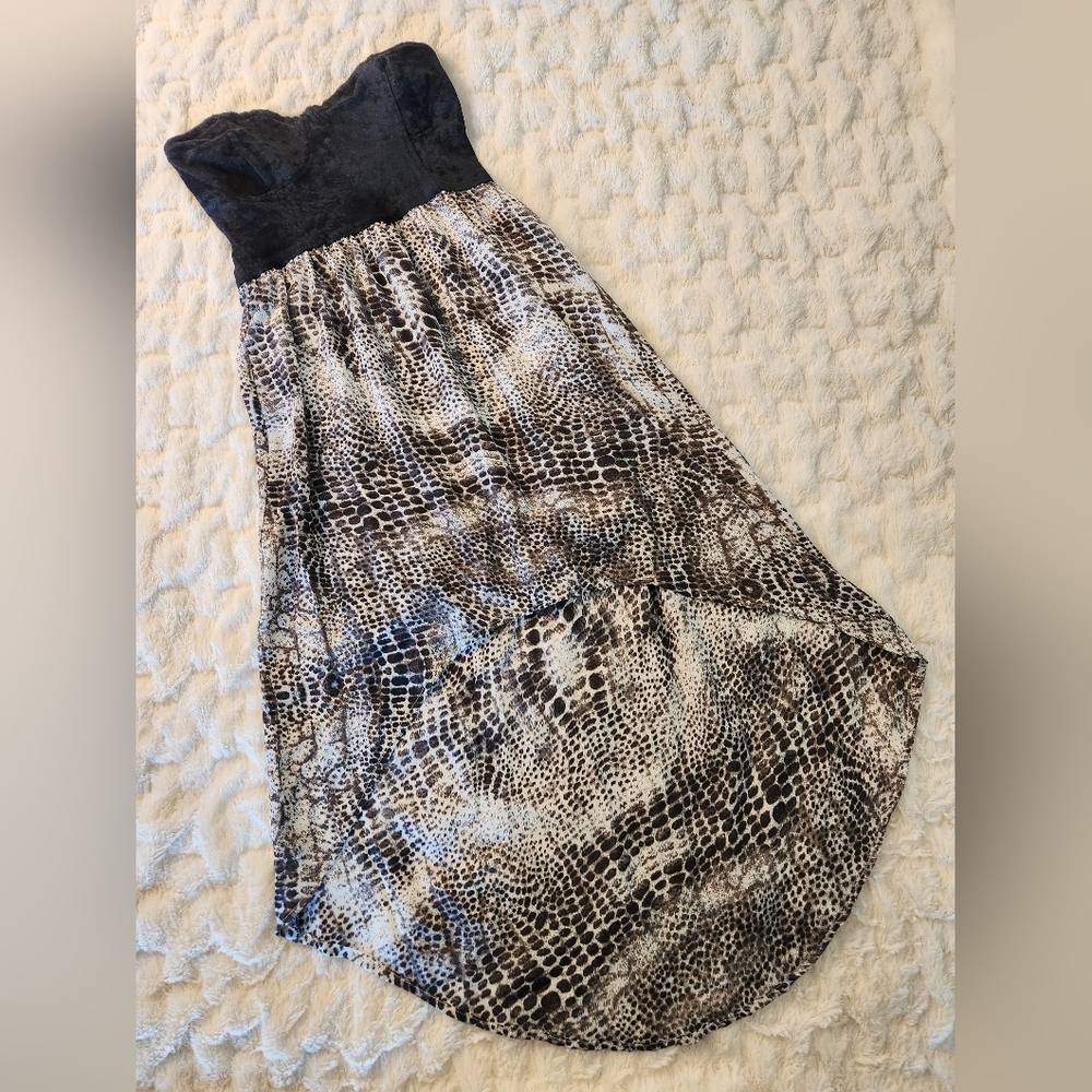 Strapless Grey Animal Print Dress Full Tilt
